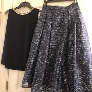 Karl Lagerfeld Navy Blue Skirt set.